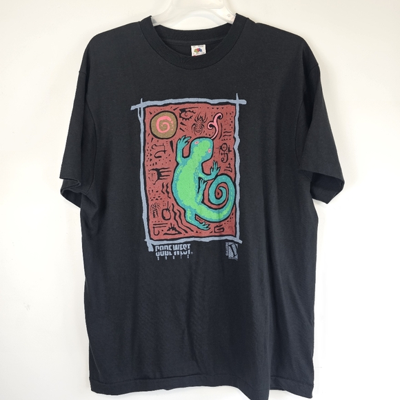 Vintage 1990 Code West Boots Cowboy GECKO Lizard T Shirt XL Single Stitch RARE - Picture 2 of 11